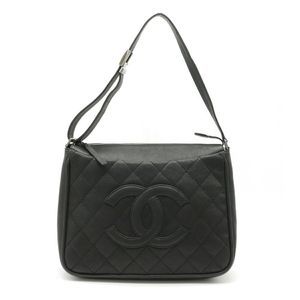 Chanel Matelasse Cocomark Shoulder Bag Shawl Leather Black Silver